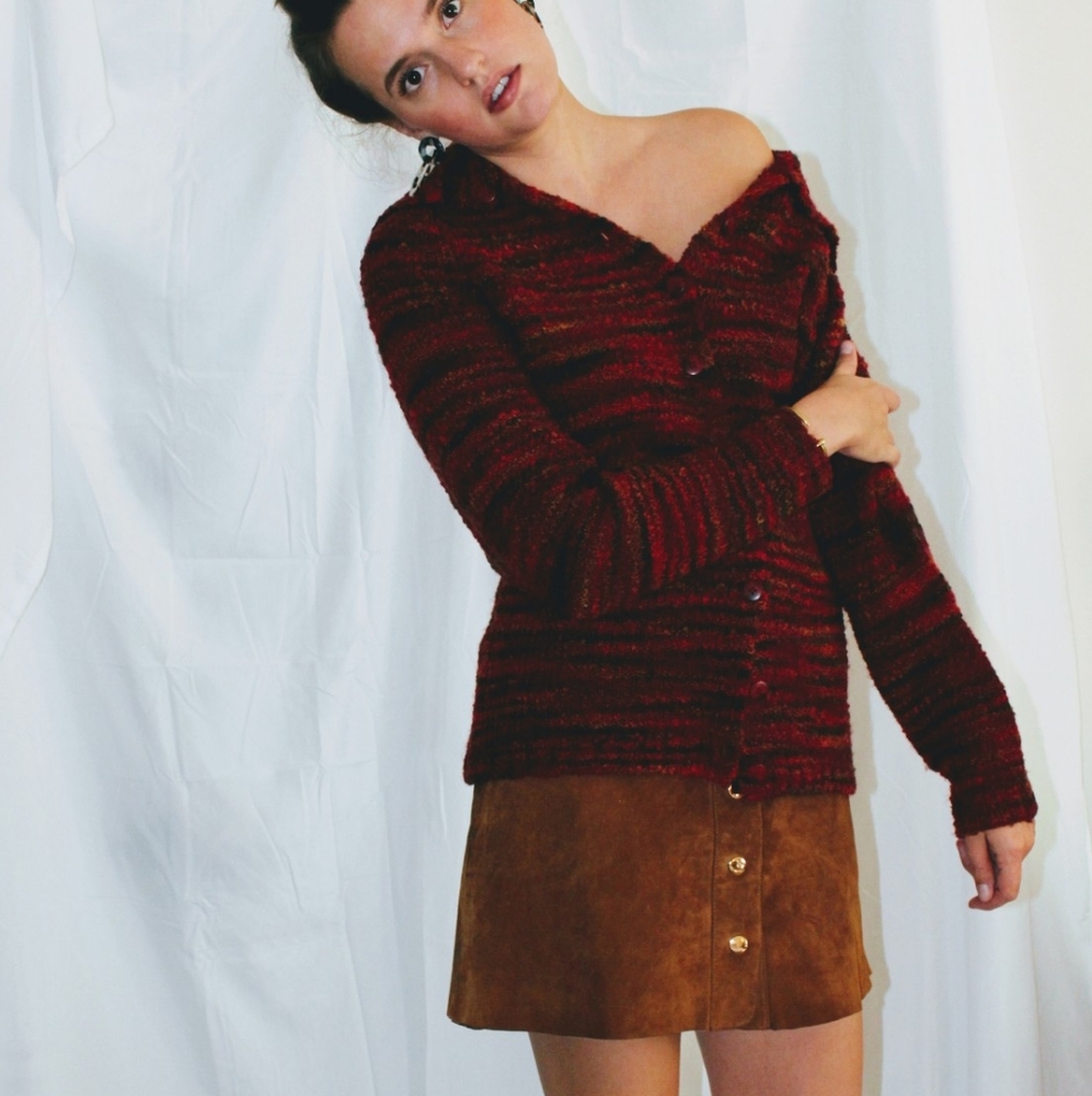 Cozy button up marbled sweater
